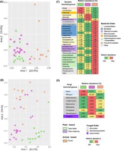 Microbial community clustering and abundance analysis of taxa